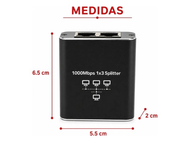 &uu DIVISOR 1 A 2 VIAS RJ45 CABLE DE RED (784)
